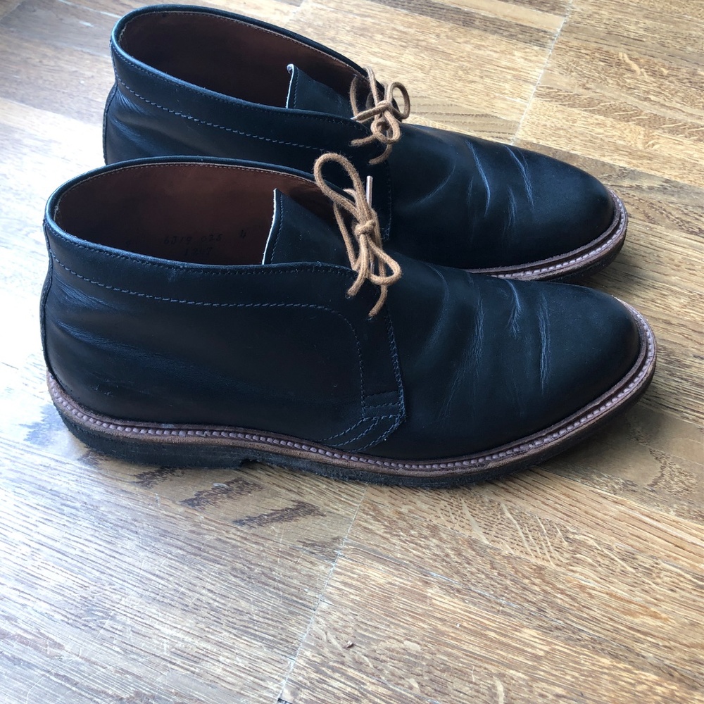 Alden Chukka Boots Size 9 B/D Smooth Matte Black Leather - Picture 7 of 13